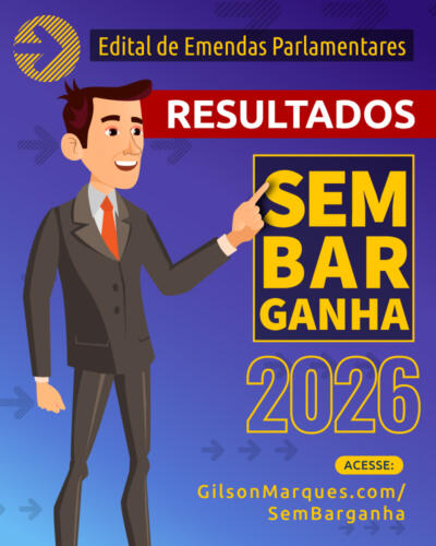 Card informativo com o título da página: RESULTADOS do Edital de Emendas Parlamentares Sem Barganha 2026.